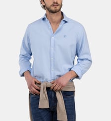 Chemise droite en lin mélangé col italien El Ganso