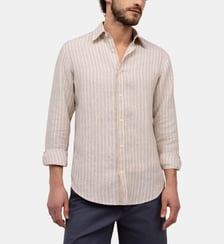 Chemise droite motif rayé en chambray de lin signature El Ganso
