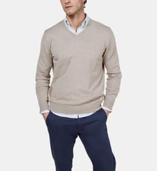 Pull droit col v en coton signature El Ganso