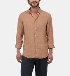 Chemise Yale droite en lin motif rayé El Ganso