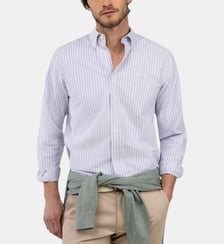 Chemise Oxford droite en coton motif rayé signature El Ganso