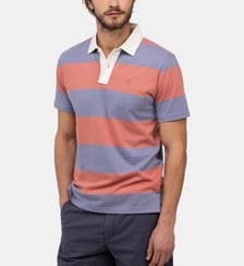 Polo de rugby droit en coton signature motif rayé manches courtes El Ganso