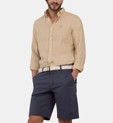 Chemise droite en lin rayé El Ganso