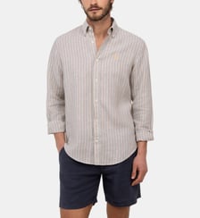 Chemise droite en lin à rayures El Ganso