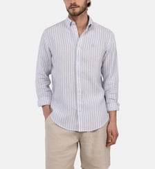 Chemise droite en lin motif rayé signature El Ganso
