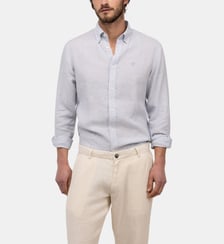 Chemise Yale droite en lin motif rayé El Ganso