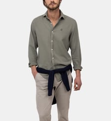 Chemise droite en lin mélangé col italien El Ganso