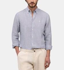 Chemise Yale droite motif rayé en lin signature El Ganso