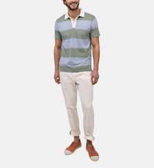Polo de rugby  droit en coton signature motif rayé manches courtes El Ganso