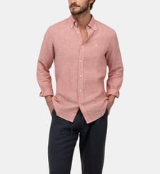 Chemise Yale droite en lin motif rayé El Ganso