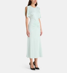 Robe midi fluide Bela froncée florale satinée Victoria Beckham