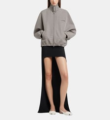 Bomber droit en laine mélangée zippé à boucle signature Courrèges