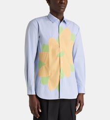 Chemise ajustée rayée empiècement floral en coton Comme des Garçons SHIRT
