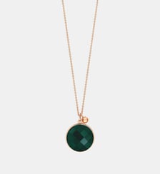 Chaine en or rose et disque en agate verte facettée Ginette Ny