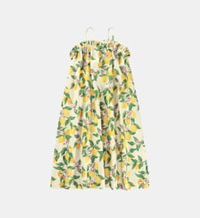 Robe Connie fluide évasée à bretelles imprimé citrons Molo