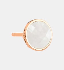 Boucle d'oreille en or rose et pierre de lune blanche  Ginette Ny