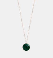 Chaine en or rose - Jumbo et disque en agate verte facettée Ginette Ny