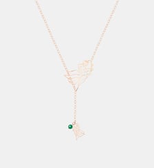 Sautoir en or rose - Petit poisson et agate verte Ginette Ny
