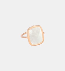 Bague en or rose et pierre de lune blanche  Ginette Ny