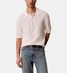 Pull polo droit maille gaufrée Calvin Klein