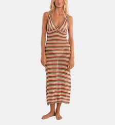Robe de plage sans manches ajustée motif rayé Molly Bracken