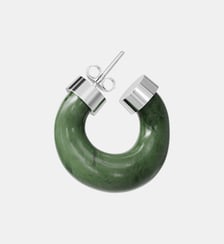 Boucles d'oreille en argent rodhié et jade Charlotte Chesnais