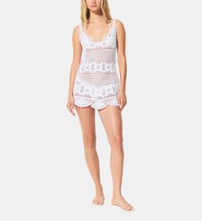 Mini-robe débardeur droite crochet en coton Skims
