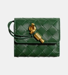 Portefeuille zippé en cuir motif Intrecciato Bottega Veneta