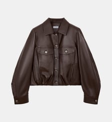 Manteau droite en cuir fermeture boutonnée Loewe
