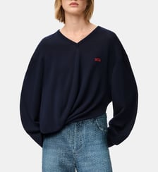 Pull droit en laine mélangée col V Loewe