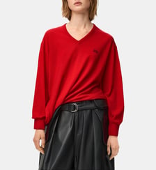 Pull droit en laine mélangée col V Loewe