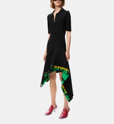 Robe ajusté manches courte col polo détail en cuir Loewe