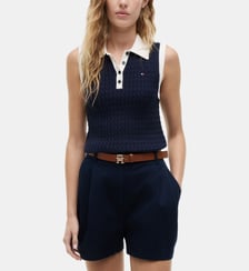 Pull droit sans manches signature Tommy Hilfiger