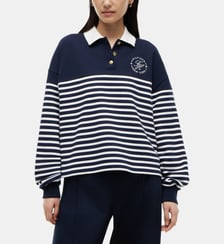 Sweat polo droit à rayures signature Tommy Hilfiger