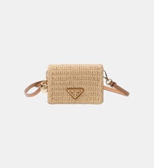 Porte-cartes en crochet avec bandoulière signature Prada