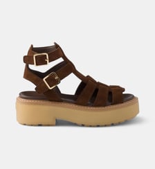 Sandales gladiateur en veau velours signature Prada