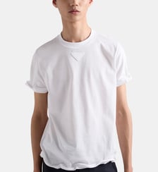T-shirt droit en coton signature Prada