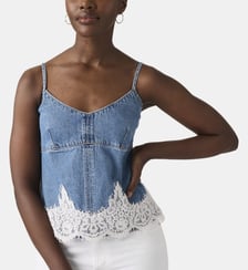 Débardeur droit coton denim et dentelle Levi's