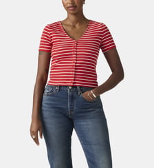 T-shirt ajusté à rayures fermeture boutonnée Levi's