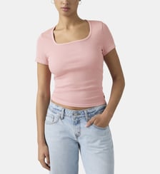 T-shirt ajusté côtelé col carré Levi's