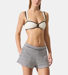 Short droit en crochet motif rayé coton mélangé Karl Lagerfeld