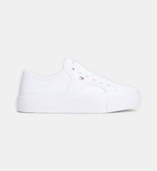 Baskets basses plateforme en cuir signature Tommy Hilfiger