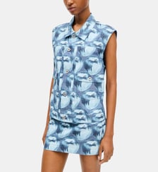 Veste coton denim pommes sans manches Kenzo