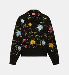 Sweat droit coton imprimé floral col zippé Kenzo