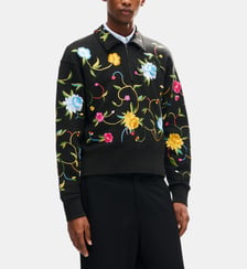 Sweat droit coton imprimé floral col zippé Kenzo