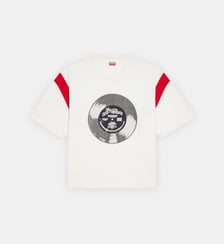 T-shirt droit coton bicolore imprimé disque Kenzo