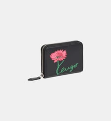 Porte-monnaie zippé en cuir signature Kenzo