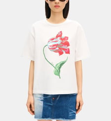 T-shirt Tulip droit en coton imprimé signature Kenzo