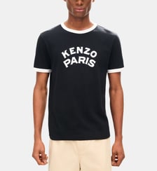 T-shirt Paris Emblem ajusté en coton imprimé signature Kenzo
