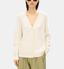 Cardigan droit en coton et laine signature Kenzo